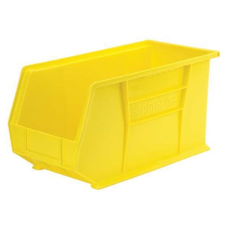 Hang & Stack Storage Bin, Plastic, Yellow, 9 in H, 8 1/4 in W, 18 in L
