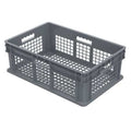 Vented & Stackable Straight Wall Storage Container, 13.3 gal, Gray, Industrial Grade Polymer