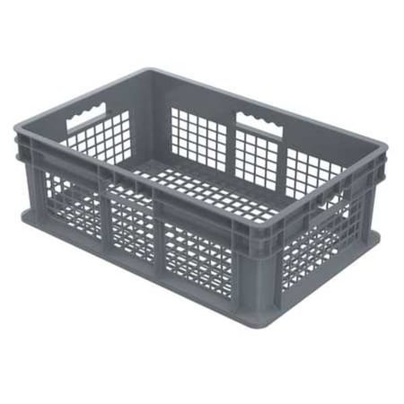 Vented & Stackable Straight Wall Storage Container, 13.3 gal, Gray, Industrial Grade Polymer