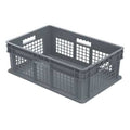 Vented & Stackable Straight Wall Storage Container, 13.3 gal, Gray, Industrial Grade Polymer