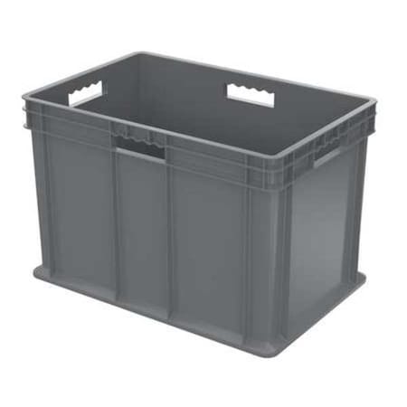 Solid & Stackable Straight Wall Storage Container, 26.6 gal, Gray, Industrial Grade Polymer