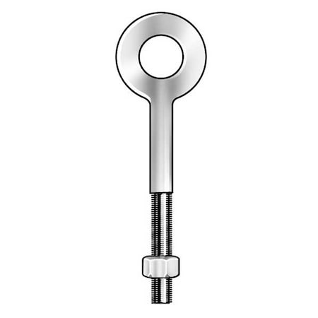 Eye Bolt Without Shoulder, 1/2"-13, 4-1/2 in Shank, 1 in ID, Steel, Galvanized