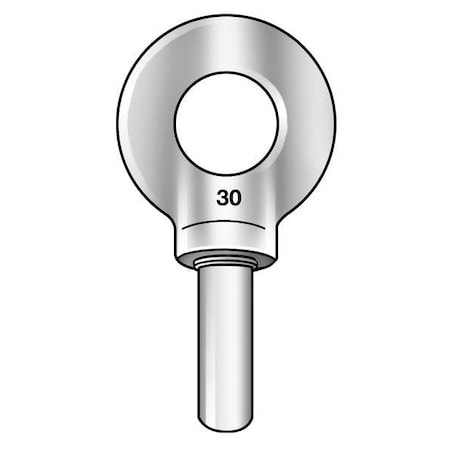 Eye Bolt With Shoulder, Unthreaded, 1-1/2 in Shank, 1-3/16 in ID, Stainless Steel, Plain