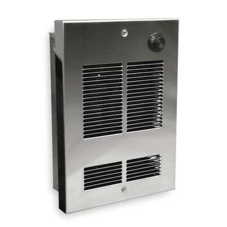 Recessed Electric Wall-Mount Heater, Shallow Recessed or Surface, 1000 W, 120V AC, Stainless Steel