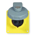 Watertight Pin & Sleeve Receptacle, 20 A, 125V AC, Single Phase, 2 Pole, IEC Grounding, Yellow