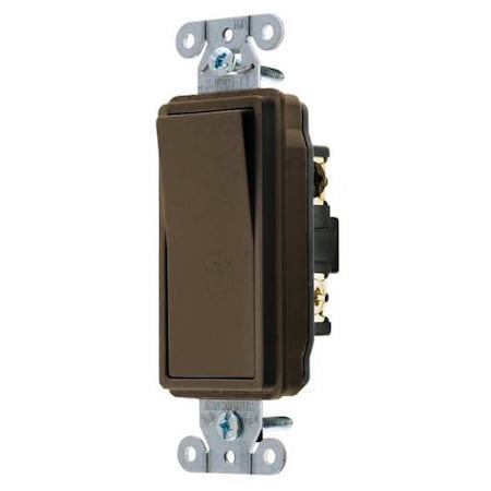 Wall Switch, 3-Way, 120/277V, 15A, Brn, Rockr