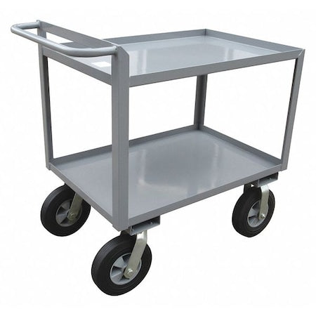 Utility Cart with Lipped Metal Shelves, Steel, 1, 500 lb Load Capacity, 2 Shelves, 42 in L, 24 in W