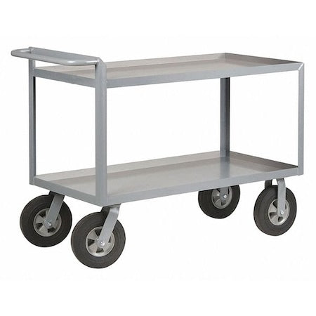 Utility Cart with Lipped Metal Shelves, Steel, 1, 500 lb Load Capacity, 2 Shelves, 54 in L, 24 in W