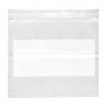 Reclosable Bag, Zip Seal, 5 in L, 5 in W, 2 mil Thick, Low Density Polyethylene (LDPE), Clear