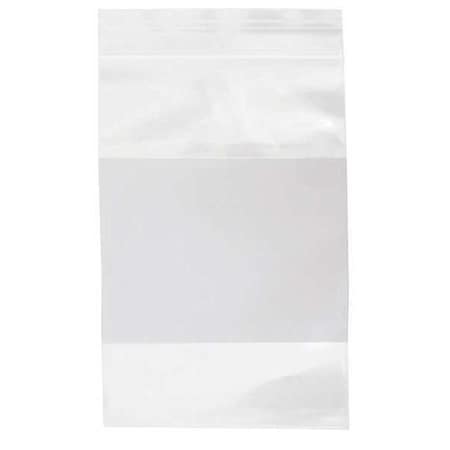 Reclosable Bag, Zip Seal, 5 in L, 3 in W, 4 mil Thick, Low Density Polyethylene (LDPE), Clear