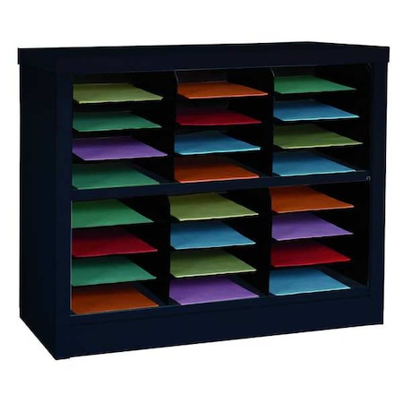 Horizontal Literature Organizer 24 Compartments, Black