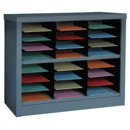 Horizontal Literature Organizer 24 Compartments, Gray