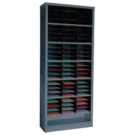 Vertical Literature Organizer 72 Compartments, Gray