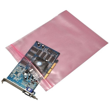 Reclosable Bag, Zip Seal, 6 in L, 4 in W, 4 mil Thick, Low Density Polyethylene (LDPE), Pink