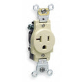 Straight Blade Receptacle, 5-20R, 20 A, 125V AC, 2 Pole, 3 Wire, Flush Mount, Single, Ivory