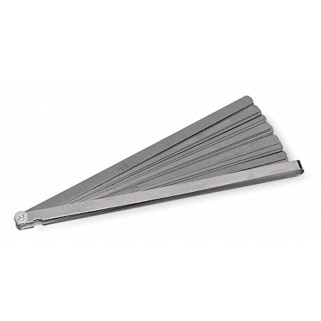 Feeler Gauge Set, 12 in L x 1/2 in W Blades, Includes Steel Holder, 25 pc