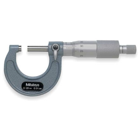 Micrometer, 0 to 25mm, 0.01, Ratchet