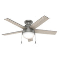 Decorative Ceiling Fan, 46 in Blade Dia, 5 Blades, Variable Speeds, 120V AC, Matte Silver