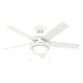 Decorative Ceiling Fan, 46 in Blade Dia, 5 Blades, Variable Speeds, 120V AC, White