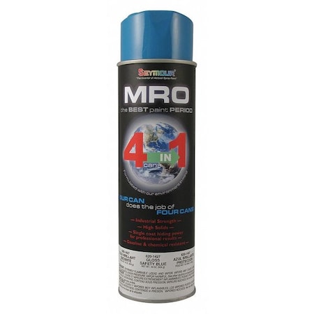 Spray Paint, Safety Blue, Safety Blue, Gloss, Solvent, 16 oz