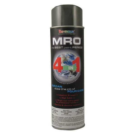 Spray Paint, Dk Gray, Dark Gray, Gloss, Solvent, 16 oz