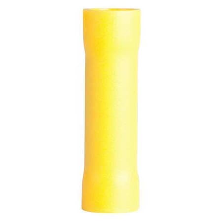 Butt Splice Wire Connector, 10 AWG Max, Yellow, 50 PK