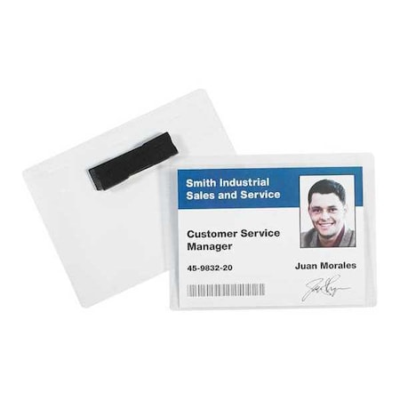 Badge Holders, Magnetic, 4" x 3", Clear, PK20