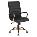 Black Leather Gold Frame High Back Chair