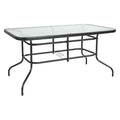 Rectangle Table, Rctnglr, Tmprd Glss Metal, 31.5"x55", Glass, Plastic, Steel, Clear