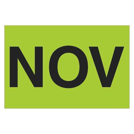 Months of the Year Labels, "NOV", 2" x 3", Fluorescent Green, 500/Roll