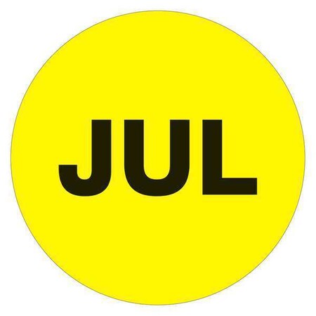 Tape Logic Months of the Year Labels, "JUL", 1" Circle, Fluorescent Yellow, 500/Roll