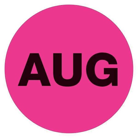 Tape Logic Months of the Year Labels, "AUG", 1" Circle, Fluorescent Pink, 500/Roll