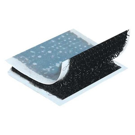 Reclosable Fastener Shape, Square, Acrylic Adhesive, 1 in, 1 in W, Black, 200 PK