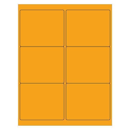 Tape Logic Rectangle Laser Labels, 4" x 3 1/3", Fluorescent Orange, PK600