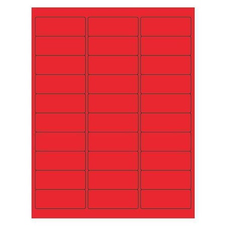 Tape Logic Rectangle Laser Labels, 2 5/8" x 1", Fluorescent Red, PK3000