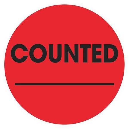 Tape Logic Labels, "Counted _", 2" Circle, Fluorescent Red, 500/Roll