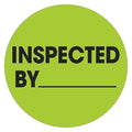 Tape Logic Labels, "Inspected By", 1" Circle, Fluorescent Green, 500/Roll