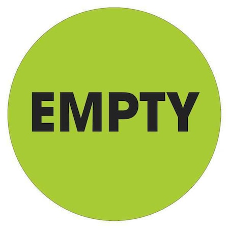 Labels, "Empty", 2" Circle, Fluorescent Green, 500/Roll
