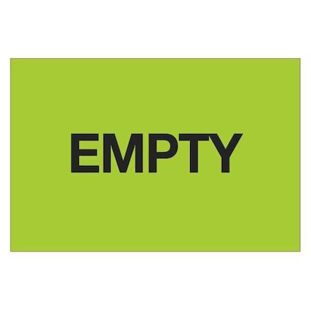 Tape Logic Labels, "Empty", 2" x 3", Fluorescent Green, 500/Roll