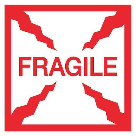 Tape Logic Labels, "Fragile", 4" x 4", Red/White, 500/Roll