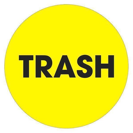 Tape Logic Labels, "Trash", 2" Circle, Fluorescent Yellow, 500/Roll