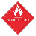 Labels, "Flammable Liquid", 4" x 4, Red/White, 500/Roll