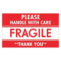 Tape Logic Labels, "Fragile - Handle with Care", 3" x 5", Red/White, 500/Roll
