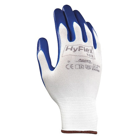 Coated Gloves, Nitrile, Palm, 4 Abrasion Level, Blue/White, XS (6) 1 PR
