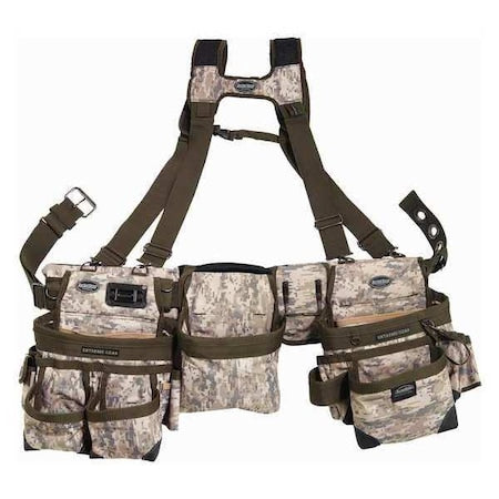 Tool Belt, Framers Rig, 3 Bag, Digital Camo, Digital Camo, 1680 Heavy Duty Poly Fabric, 29 Pockets