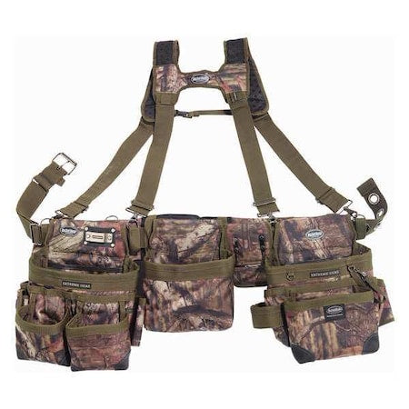Tool Belt, Framers Rig, 3 Bag, Mossy Oak Camo, Mossy Oak camo, 1680 Heavy Duty Poly Fabric, 29 Pockets