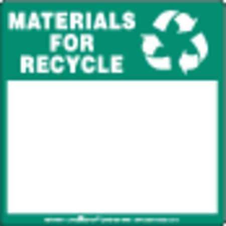 Materials for Recycle Label, PVFC, Pk100