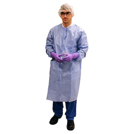 Kimtech A8 Lab Coat, SMS, Snaps Closure, Blue, 3XL/4XL, 20 PK