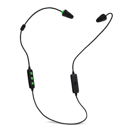 FreeReign Reusable Ear Plugs, Flanged Shape, 26 dB, Black/Green, 1 PR