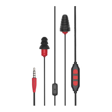 Protector Plus Reusable Ear Plugs, Flanged Shape, 26 dB, Black/Red, 1 PR